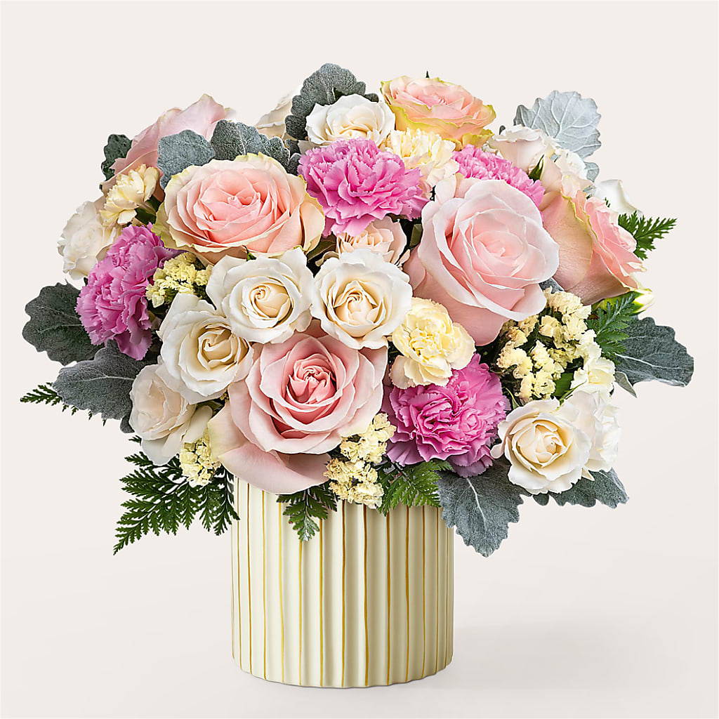 Blissful Moments Bouquet with Ivory Vase – Diana Flowers, Passaic NJ