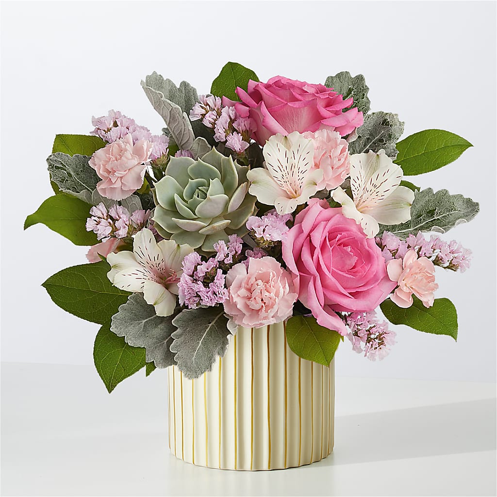 Dusty Rose Bouquet with Ivory Vase – Diana Flowers, Passaic NJ