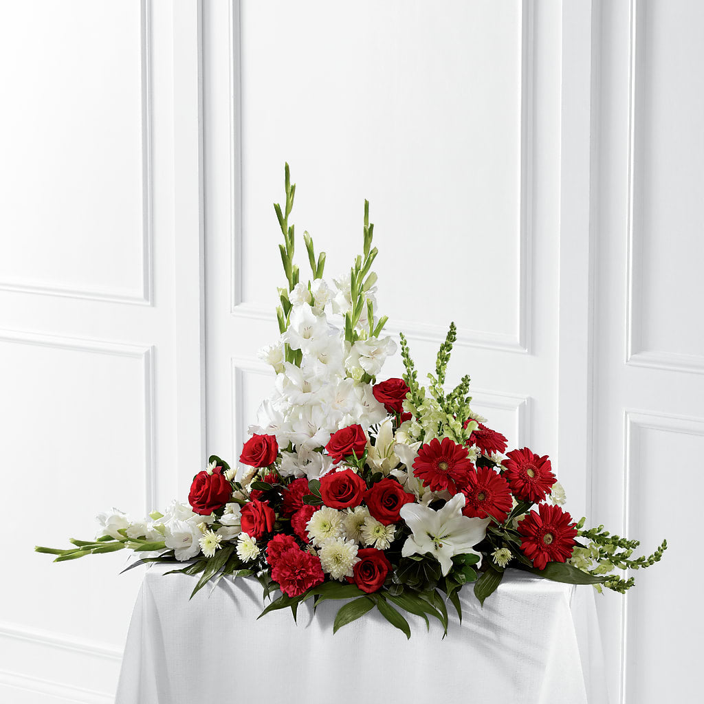 Crimson & White Arrangement – Diana Flowers, Passaic NJ