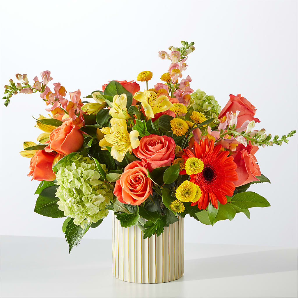 Autumn Sunshine Bouquet with Ivory Vase – Diana Flowers, Passaic NJ