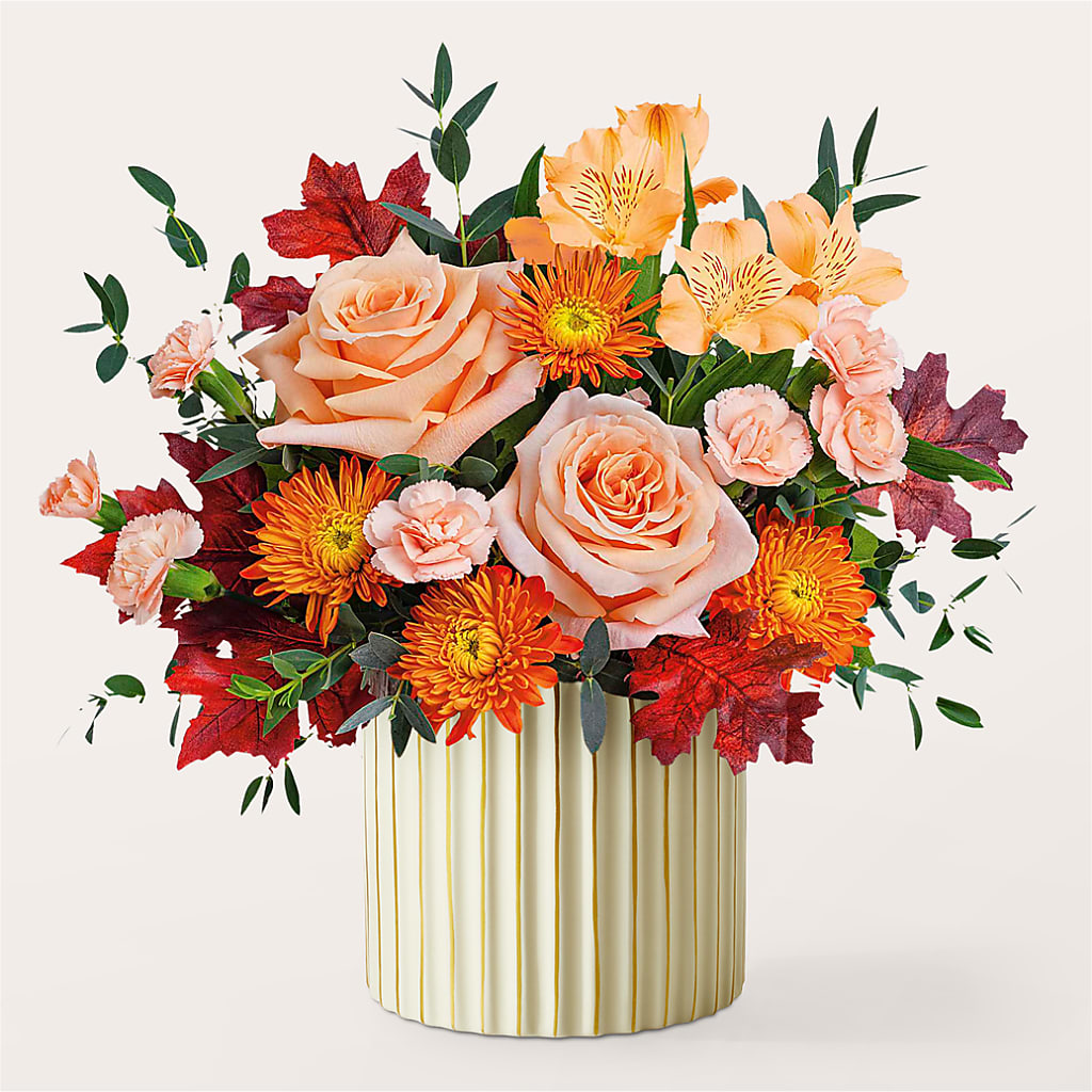 Spiced Latte Bouquet with Ivory Vase – Diana Flowers, Passaic NJ