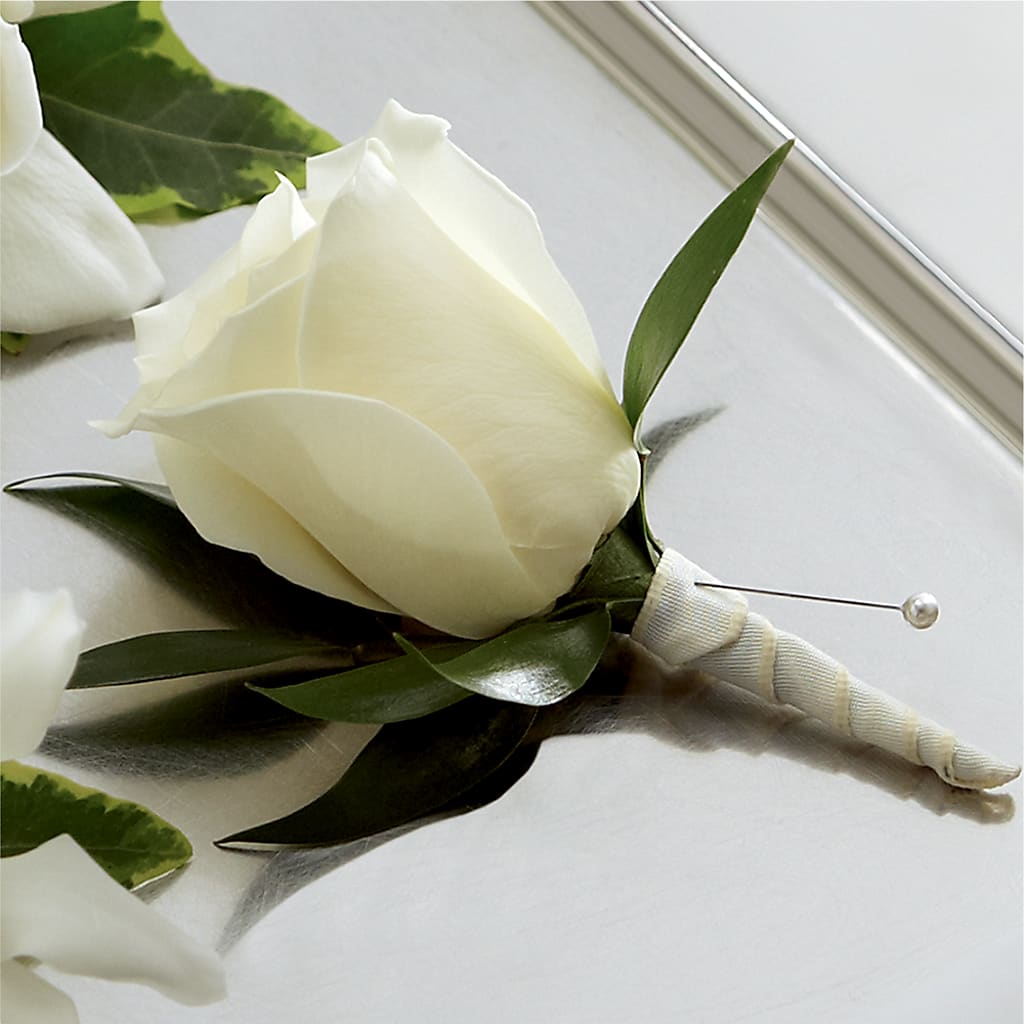 White Rose Boutonniere – Diana Flowers, Passaic NJ