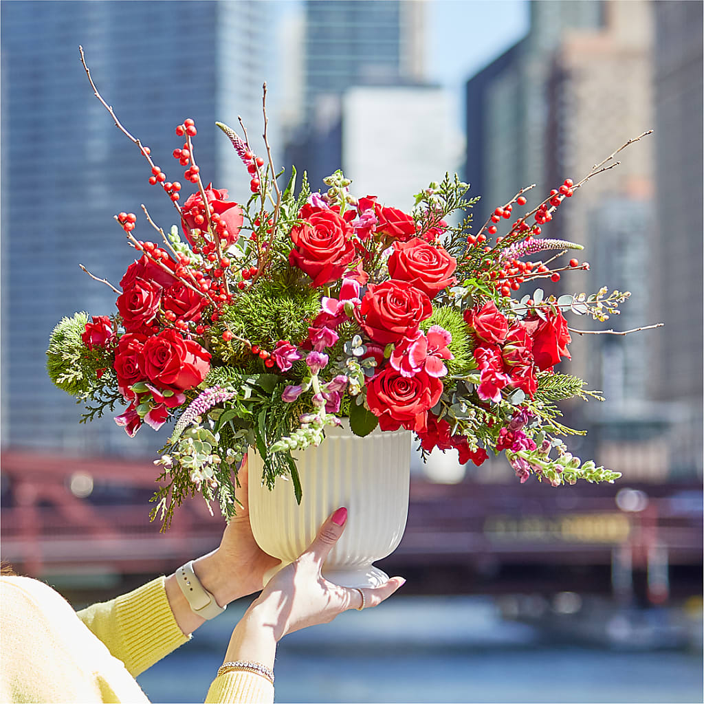 Big Red Bow Bouquet –  Diana Flowers, Passaic NJ