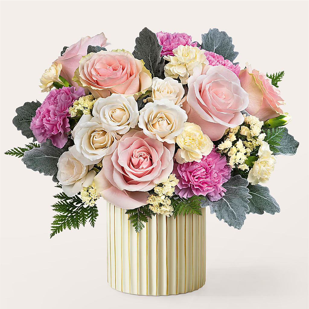 Blissful Moments Bouquet with Ivory Vase –  Diana Flowers, Passaic NJ