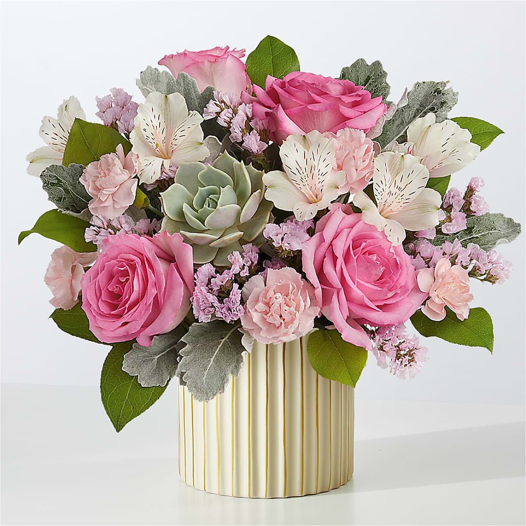Dusty Rose Bouquet with Ivory Vase –  Diana Flowers, Passaic NJ