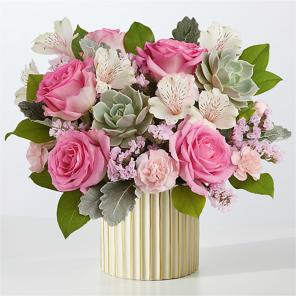 Dusty Rose Bouquet with Ivory Vase –  Diana Flowers, Passaic NJ