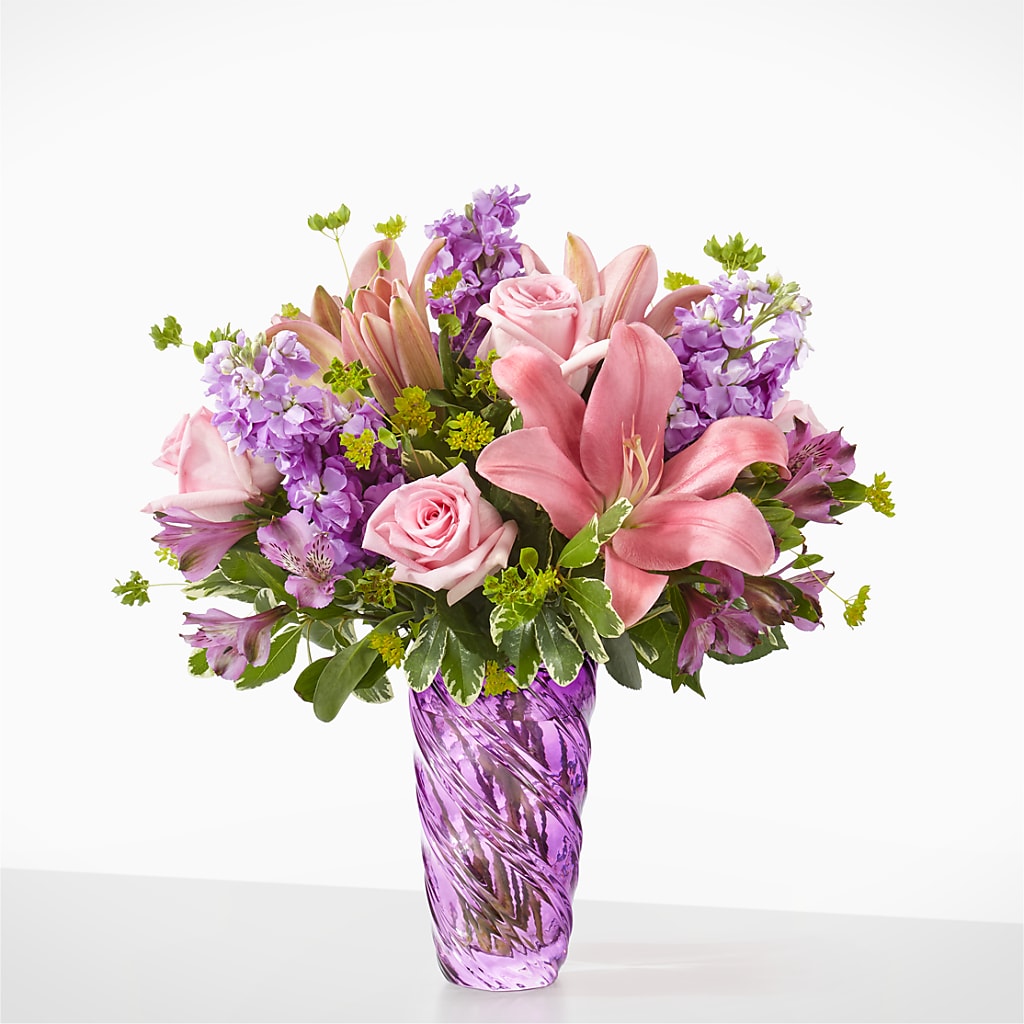 Precious Petals Bouquet with Luxe Swirl Vase –  Diana Flowers, Passaic NJ