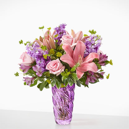 Precious Petals Bouquet with Luxe Swirl Vase –  Diana Flowers, Passaic NJ