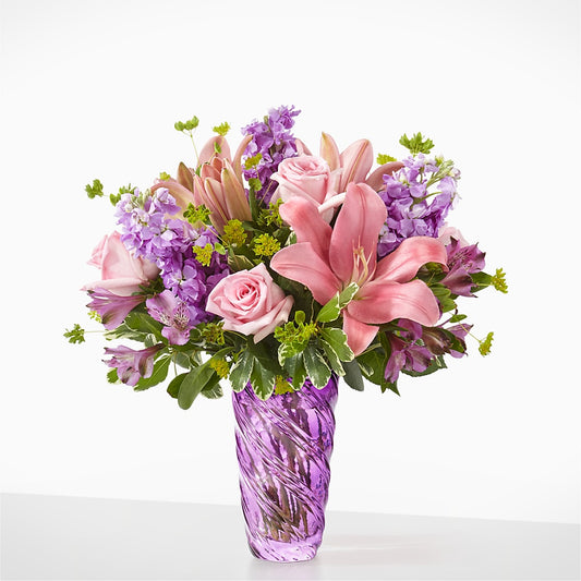 Precious Petals Bouquet with Luxe Swirl Vase –  Diana Flowers, Passaic NJ