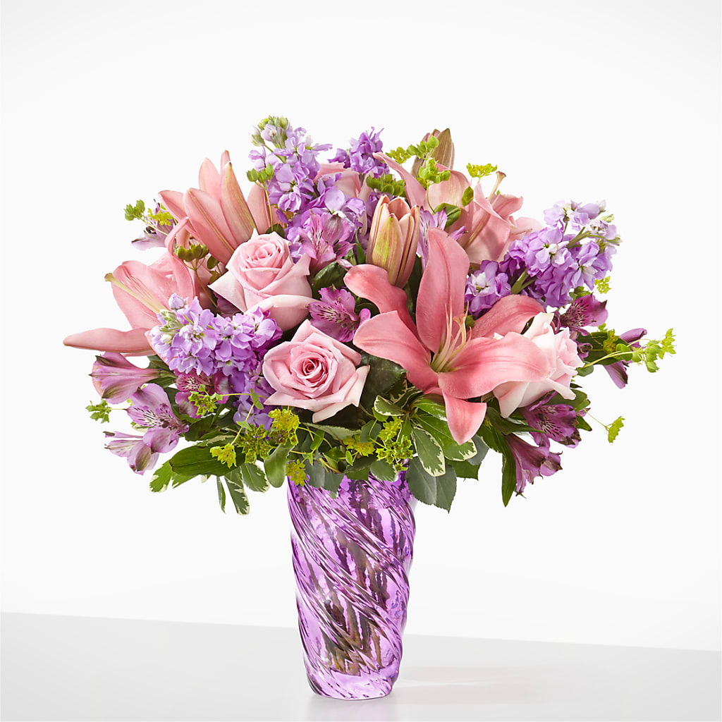 Precious Petals Bouquet with Luxe Swirl Vase –  Diana Flowers, Passaic NJ