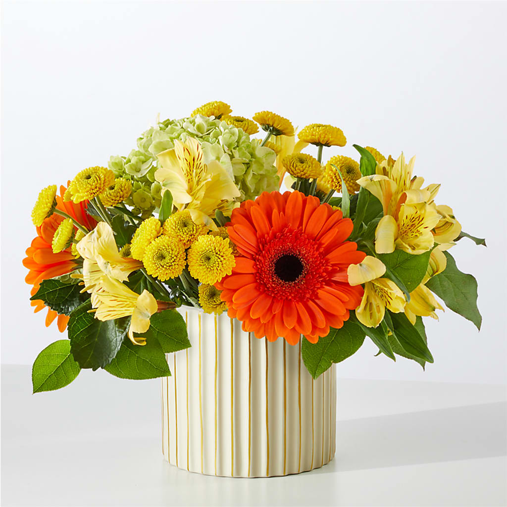 Autumn Sunshine Bouquet with Ivory Vase –  Diana Flowers, Passaic NJ