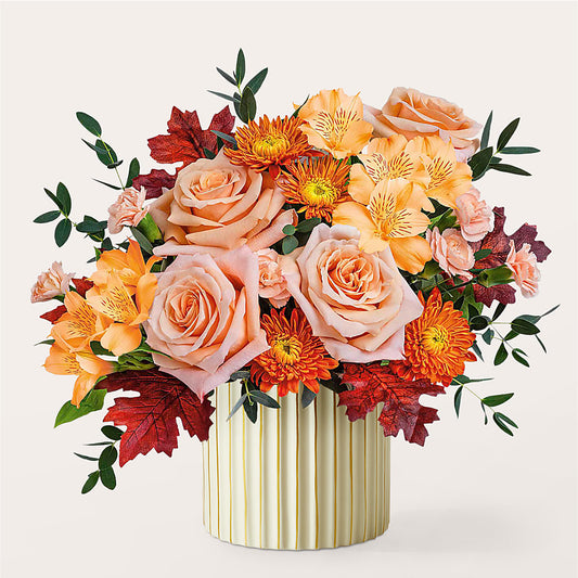 Spiced Latte Bouquet with Ivory Vase –  Diana Flowers, Passaic NJ