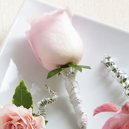 Pink Rose Boutonniere –  Diana Flowers, Passaic NJ