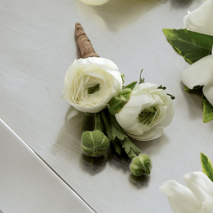 White Ranunculus Boutonniere –  Diana Flowers, Passaic NJ