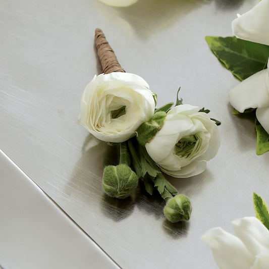 White Ranunculus Boutonniere –  Diana Flowers, Passaic NJ