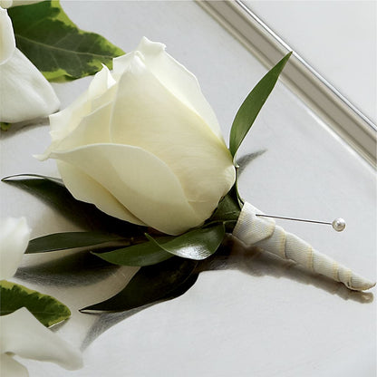 White Rose Boutonniere –  Diana Flowers, Passaic NJ