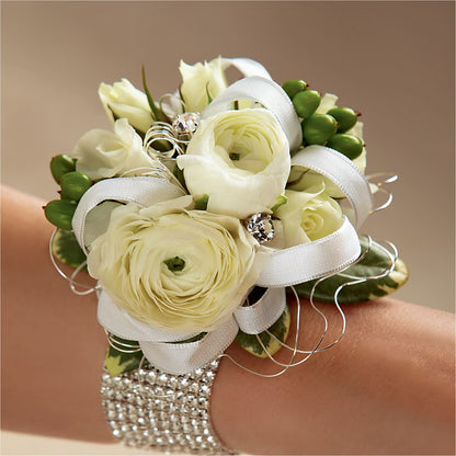 White Wedding Corsage –  Diana Flowers, Passaic NJ